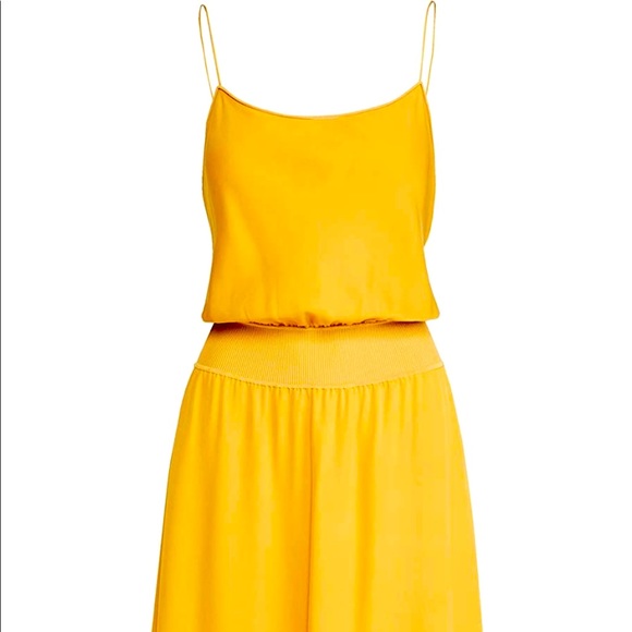 Theory Ribbed Silk Dress In Marigold 